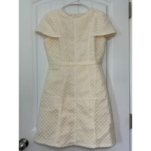 Hale Designs Cream Diamond Lattice Lace Mini Dress M Coquette Quiet Luxury
